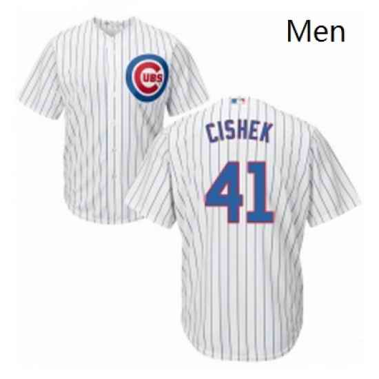 Mens Majestic Chicago Cubs 41 Steve Cishek Replica White Home Cool Base MLB Jersey